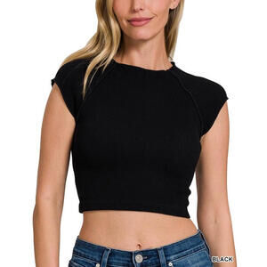 Ribbed Short Sleeve Seamless Soft Crop Top Zenana